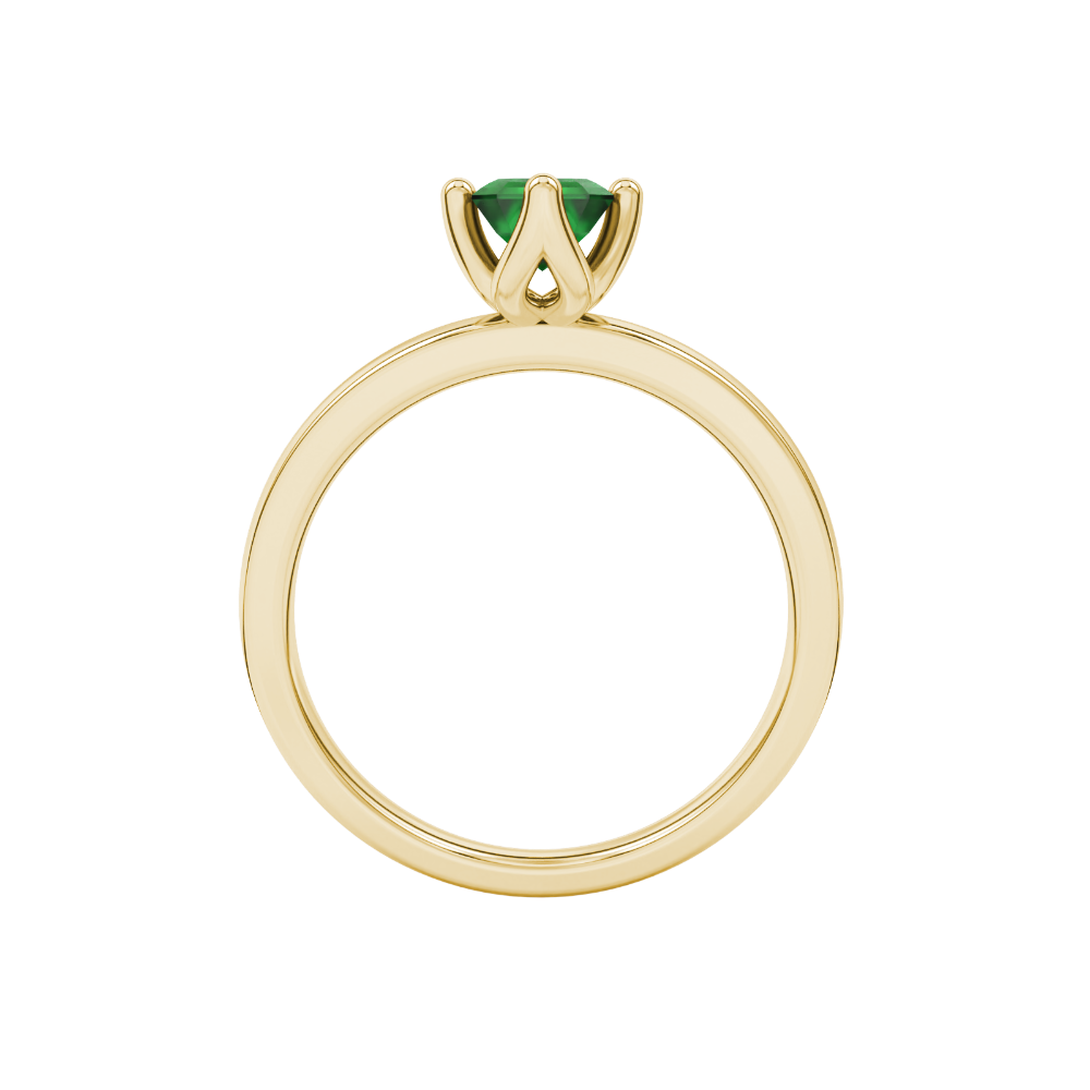 Green Emerald Cut Solitaire Gemstone Ring in Rose Gold