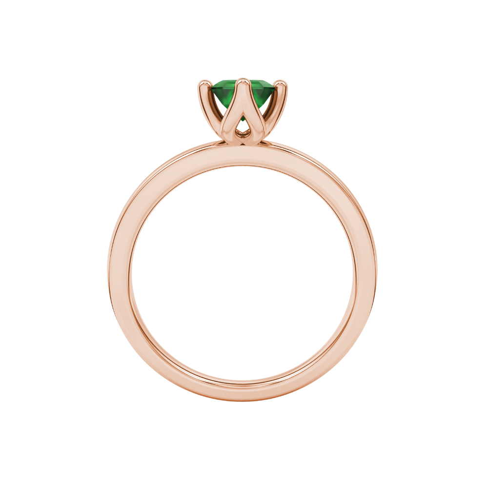 Green Emerald Cut Solitaire Gemstone Ring in Rose Gold
