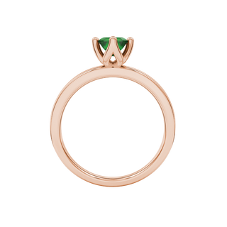 Green Emerald Cut Solitaire Gemstone Ring in Rose Gold