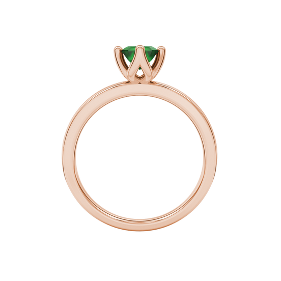 Green Emerald Cut Solitaire Gemstone Ring in Rose Gold