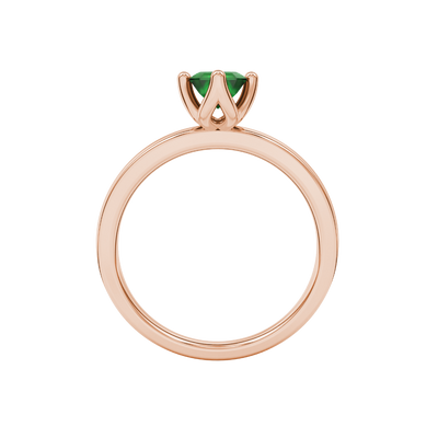 Green Emerald Cut Solitaire Gemstone Ring in Rose Gold