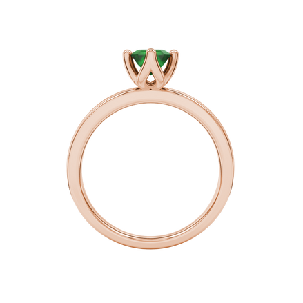 Green Emerald Cut Solitaire Gemstone Ring in Rose Gold