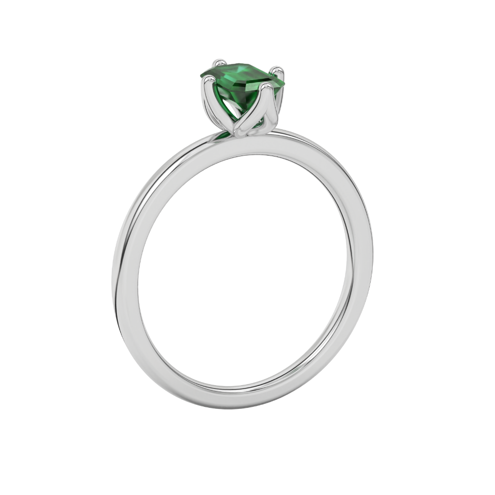 Green Emerald Cut Solitaire Gemstone Ring in Rose Gold