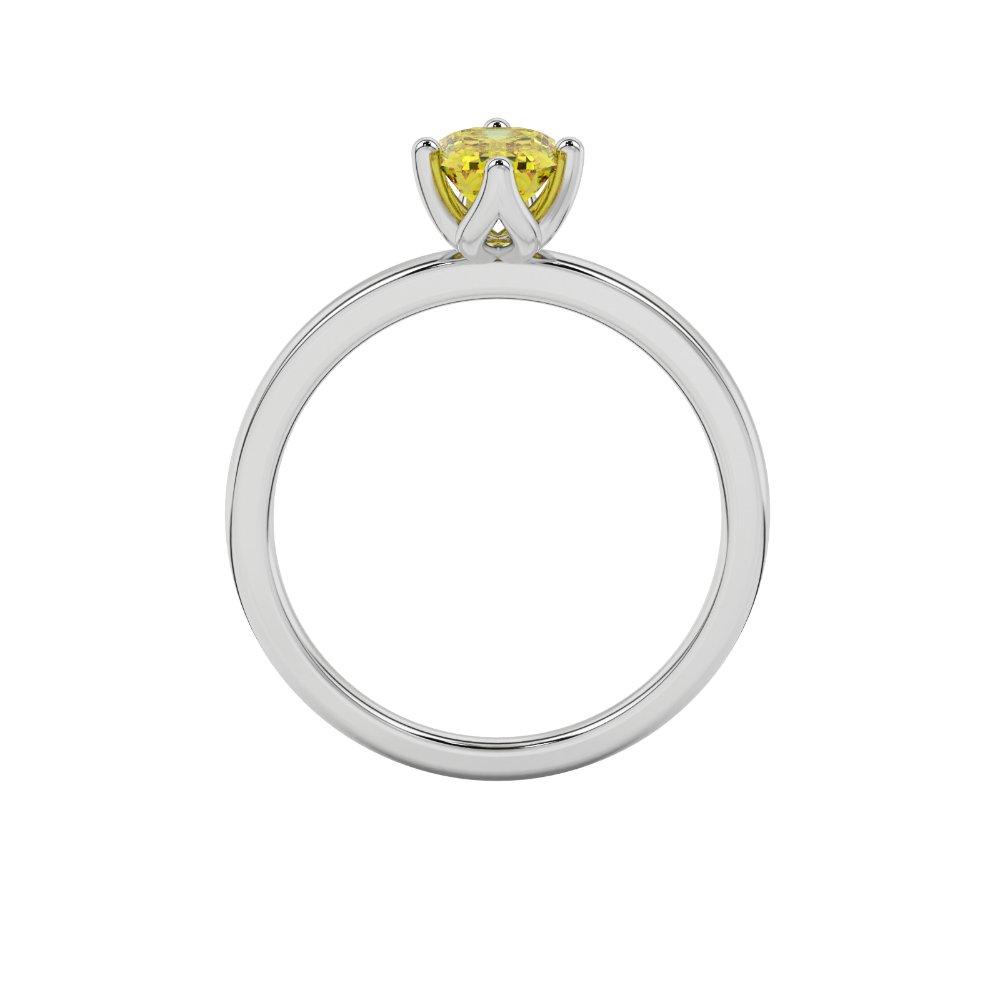 Yellow Emerald Cut Solitaire Gemstone Ring in Rose Gold
