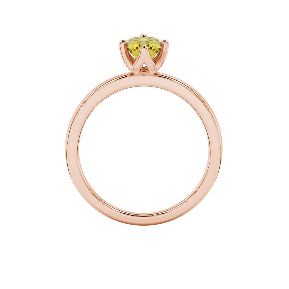 Yellow Emerald Cut Solitaire Gemstone Ring in Rose Gold