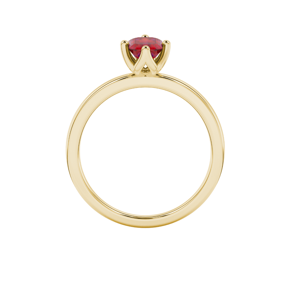 Red Emerald Cut Solitaire Gemstone Ring in Rose Gold