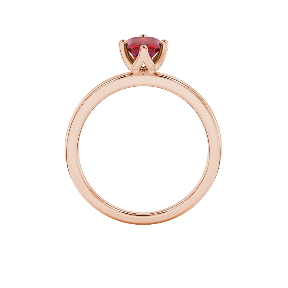Red Emerald Cut Solitaire Gemstone Ring in Rose Gold