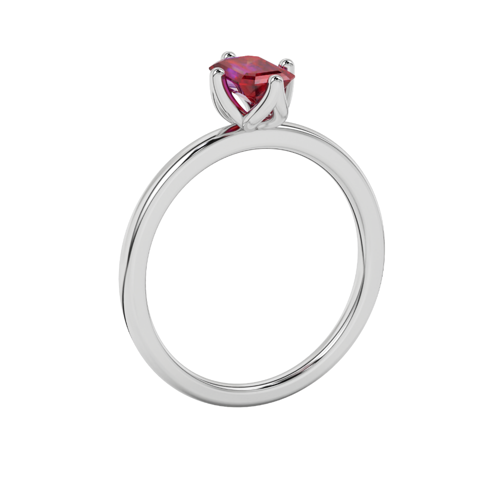 Red Emerald Cut Solitaire Gemstone Ring in Rose Gold