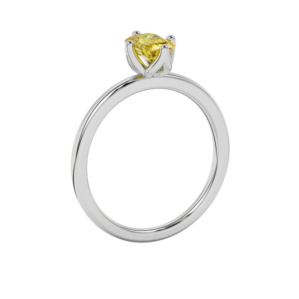 Yellow Emerald Cut Solitaire Gemstone Ring in Rose Gold