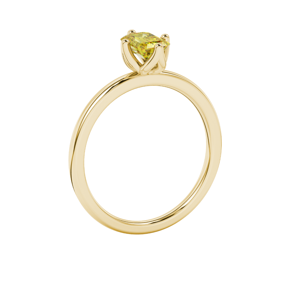 Yellow Emerald Cut Solitaire Gemstone Ring in Rose Gold