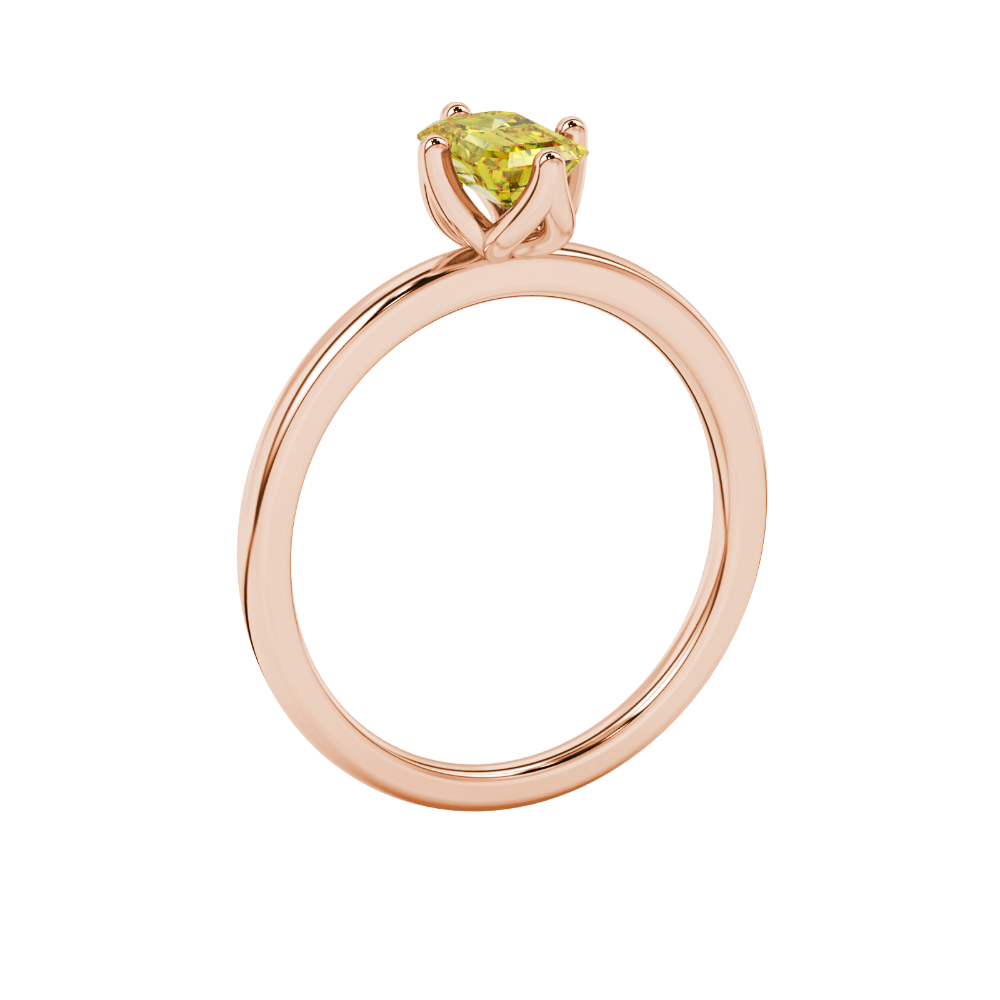 Yellow Emerald Cut Solitaire Gemstone Ring in Rose Gold