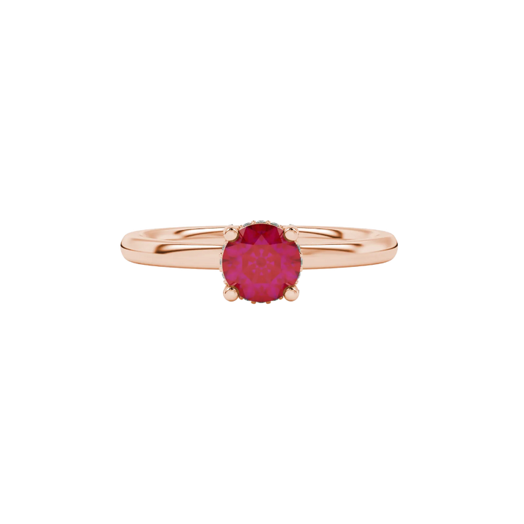 Round Hidden Pavé Gemstone Ring