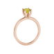 Side view of a rose gold canary yellow gemstone ring highlighting the surprise diamond detail.