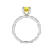 Round-cut canary yellow gemstone solitaire ring in a white gold surprise diamond setting.