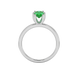 Oval cut emerald green gemstone ring, white gold six prong setting.