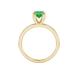 Oval cut emerald green gemstone ring, yellow gold six prong setting.