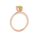 Side profile, rose gold canary yellow ring, six prong gallery.