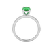 Oval cut emerald green gemstone ring, white gold classic basket setting.