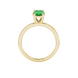 Oval cut emerald green gemstone ring, yellow gold classic basket setting.