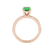 Oval cut emerald green gemstone ring, rose gold classic basket setting.