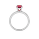 Oval cut raspberry red gemstone ring, white gold classic basket setting.