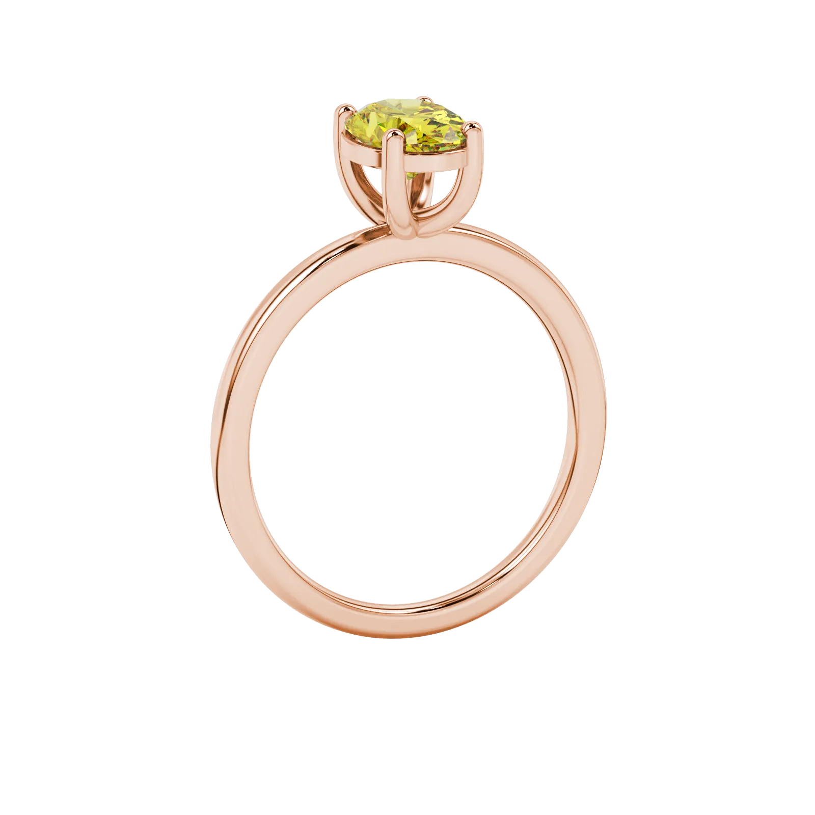 Side profile, rose gold canary yellow ring, classic basket gallery.