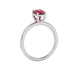 Side profile, white gold raspberry red ring, classic basket gallery.