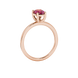 Side profile, rose gold raspberry red ring, classic basket gallery.