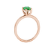 Side profile, rose gold emerald green ring, classic basket gallery.