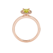 Oval cut canary yellow gemstone ring, rose gold french pavé halo setting.