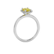 Side profile, white gold canary yellow ring, french pavé halo gallery.