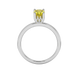 Oval cut canary yellow gemstone ring, white gold lotus basket setting.