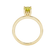 Oval cut canary yellow gemstone ring, yellow gold lotus basket setting.