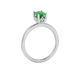 Side profile, white gold emerald green ring, lotus basket gallery.