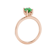 Side profile, rose gold emerald green ring, lotus basket gallery.