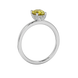 Side profile, white gold canary yellow ring, pavé basket gallery.