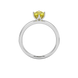 Oval cut canary yellow gemstone ring, white gold scalloped six prong setting.