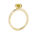 Oval cut canary yellow gemstone ring, yellow gold scalloped six prong setting.