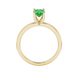 Oval cut emerald green gemstone ring, yellow gold surprise diamond setting.