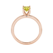 Oval cut canary yellow gemstone ring, rose gold surprise diamond setting.
