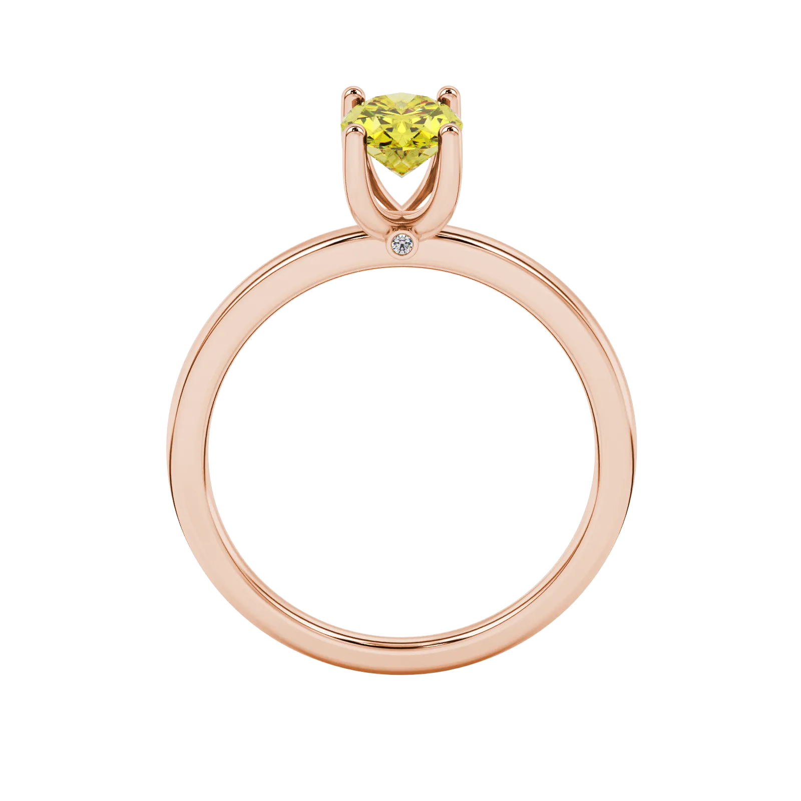 Oval cut canary yellow gemstone ring, rose gold surprise diamond setting.