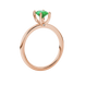 Side profile, rose gold emerald green ring, surprise diamond gallery.