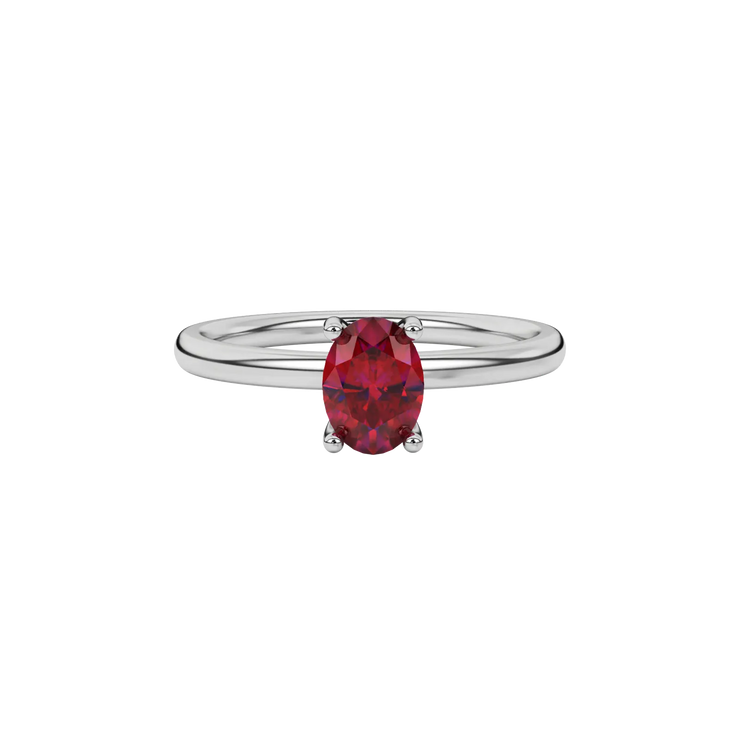 Oval Solitaire Gemstone Ring (Surprise Diamond)