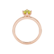 Oval cut canary yellow gemstone ring, rose gold tulip basket setting.
