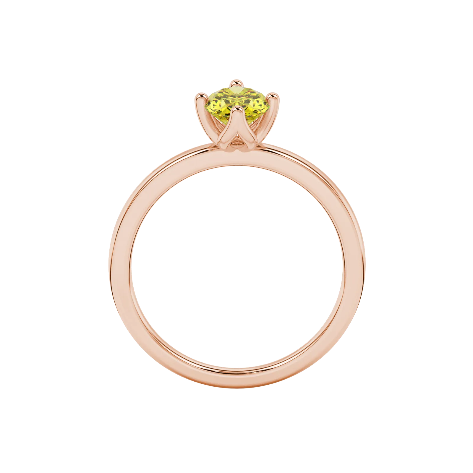 Oval cut canary yellow gemstone ring, rose gold tulip basket setting.