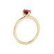 Side profile, yellow gold raspberry red ring, tulip basket gallery.