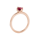 Side profile, rose gold raspberry red ring, tulip basket gallery.