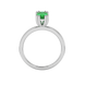 Oval cut emerald green gemstone ring, white gold vintage basket setting.