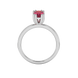 Oval cut raspberry red gemstone ring, white gold vintage basket setting.