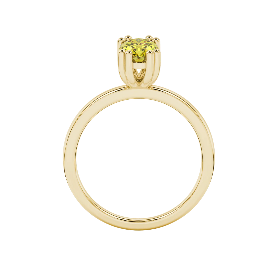 Oval cut canary yellow gemstone ring, yellow gold vintage basket setting.